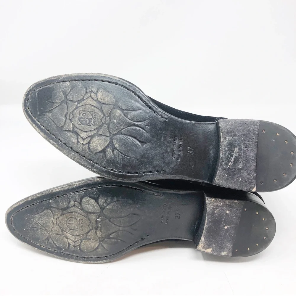 JO GHOST BLACK MADE IN ITALY DISTRESSED VELVET SLIP ON BOOTIES WOMENS SZ 7